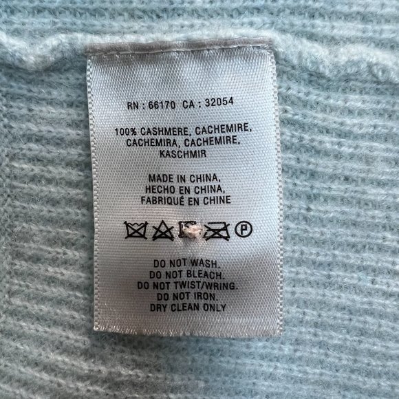 Moth 100% Cashmere Sweater Womens Large Blue Cowl Turtleneck Knit Long Sleeve - Picture 11 of 11